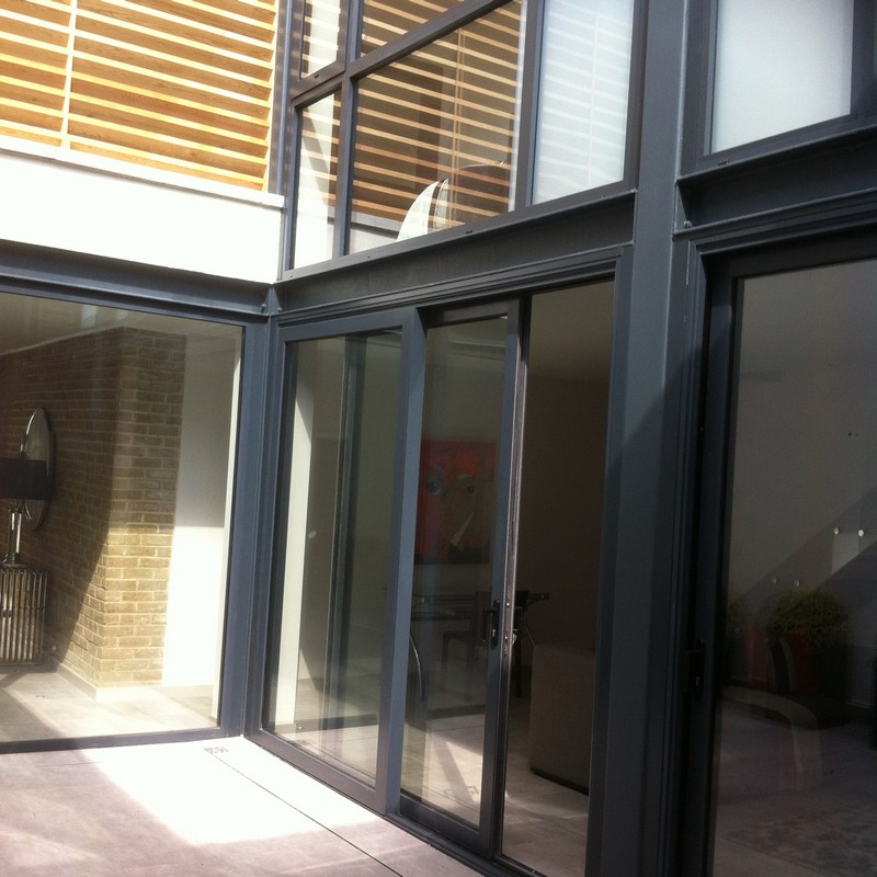 Anthracite aluminium sliding patio doors fitted in Pinner